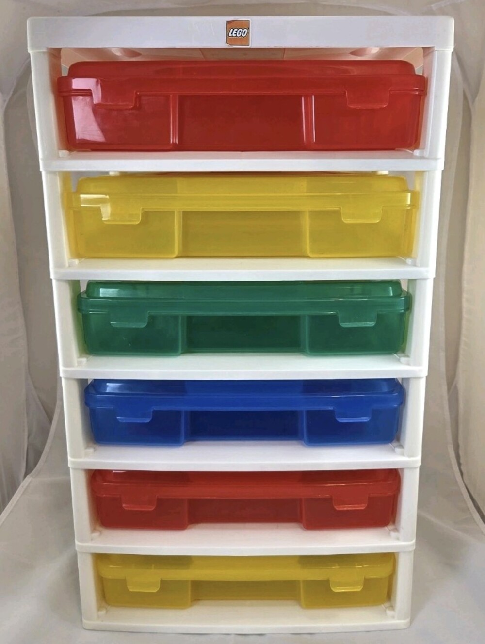 LEGO IRIS 6 Drawer Storage Organizer Tower Multi-Color Lidded Bins 2013